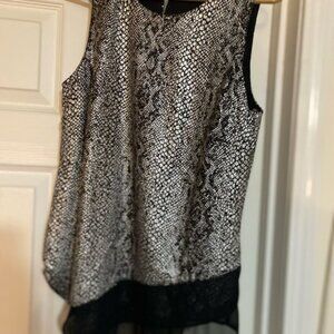 Metallic Snake-Print Sleeveless Camisole in Silver and Black
